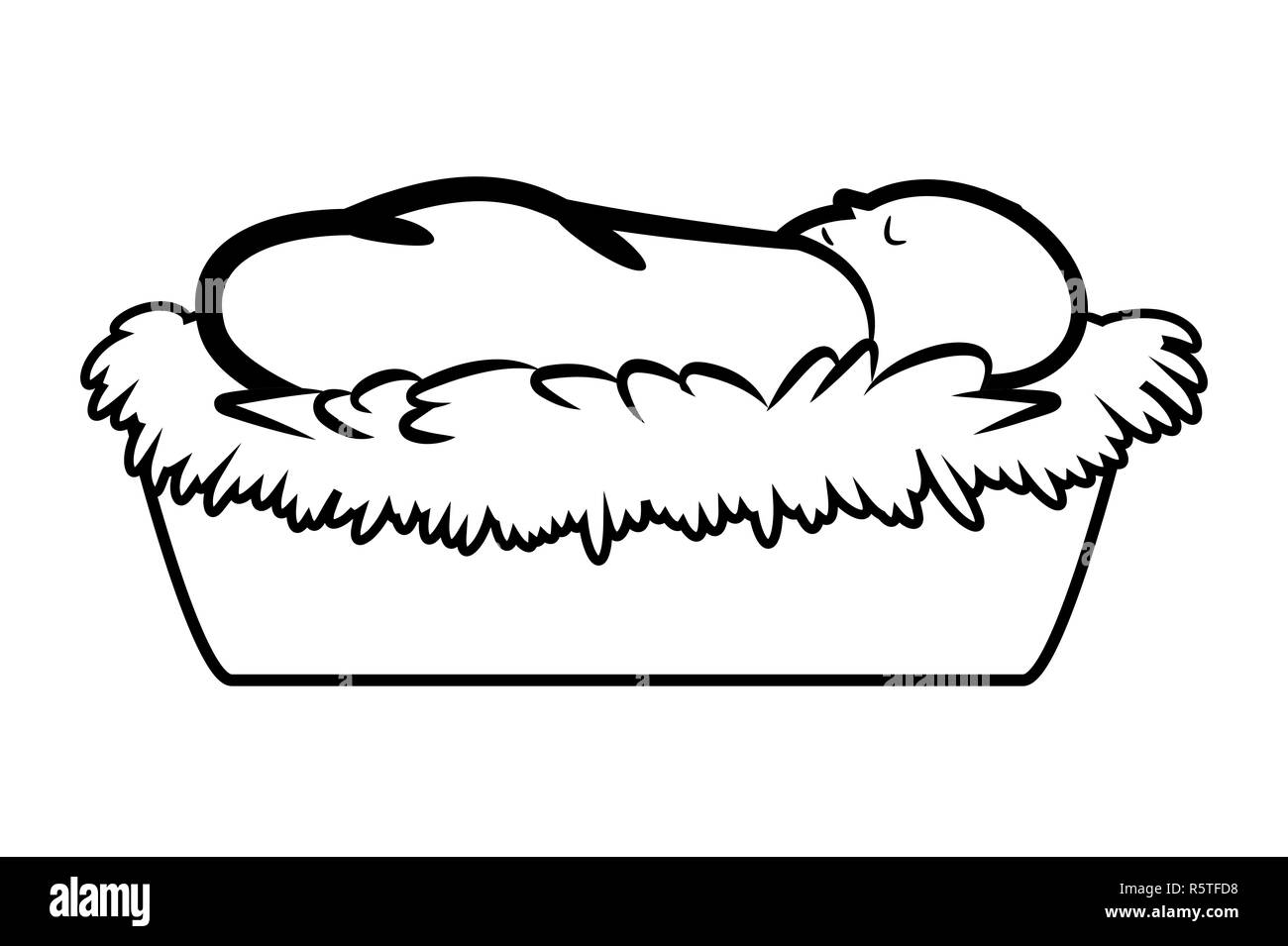 Christmas Jesus Manger Vector Outline Symbol Icon Design
