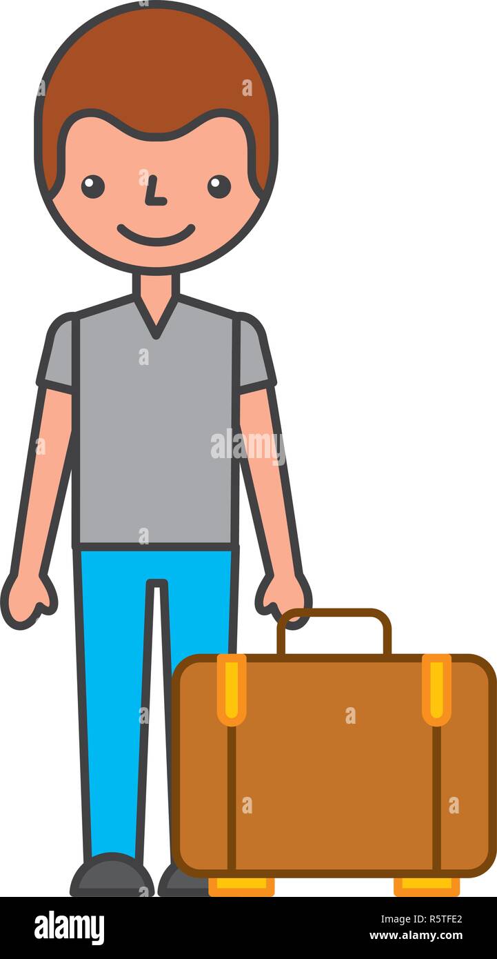traveler with suitcase character vector illustration design Stock ...
