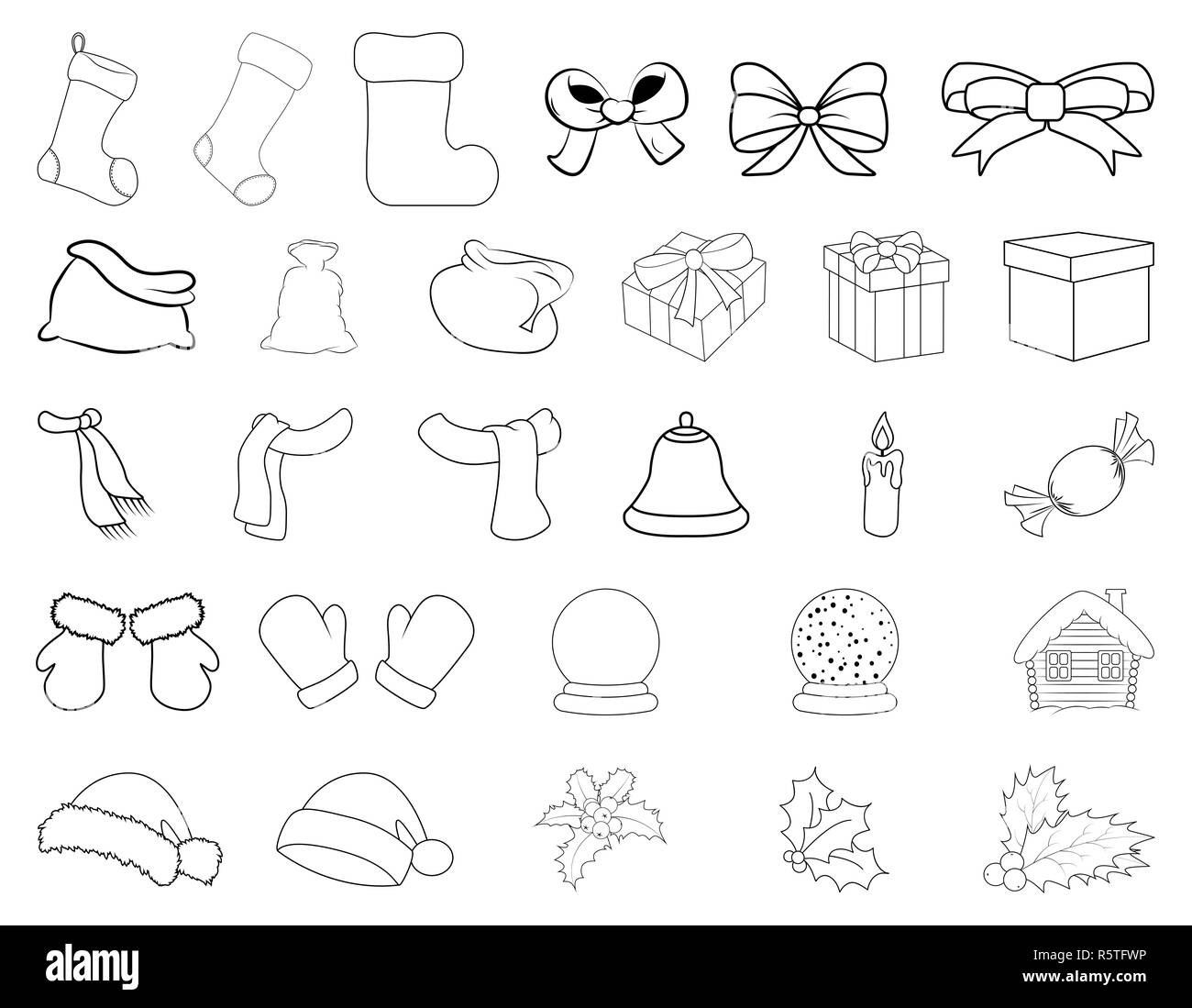 Christmas vector symbol outline set, icon design. Winter illustration ...
