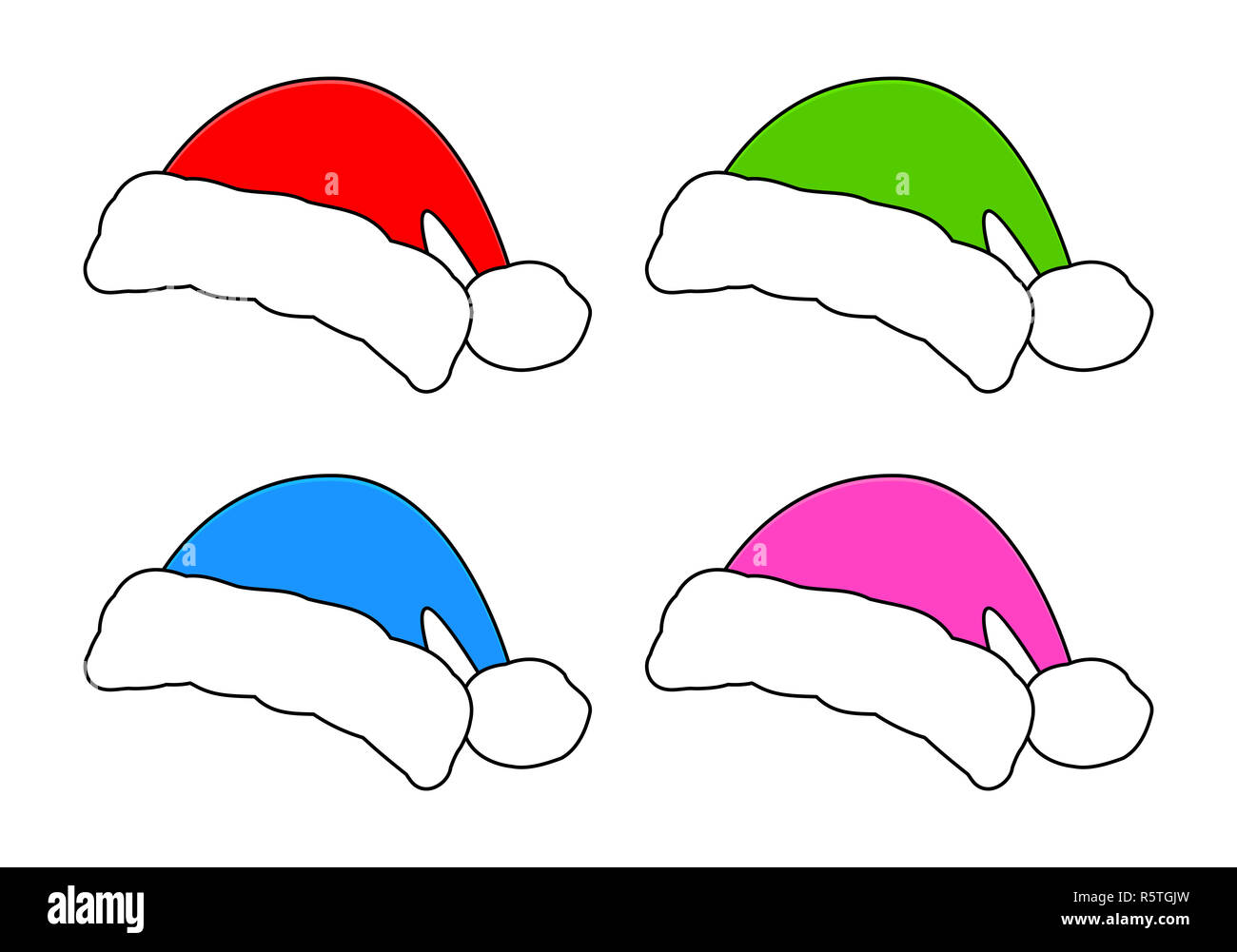 santa hat, christmas cap icon set, symbol, design. winter vector
