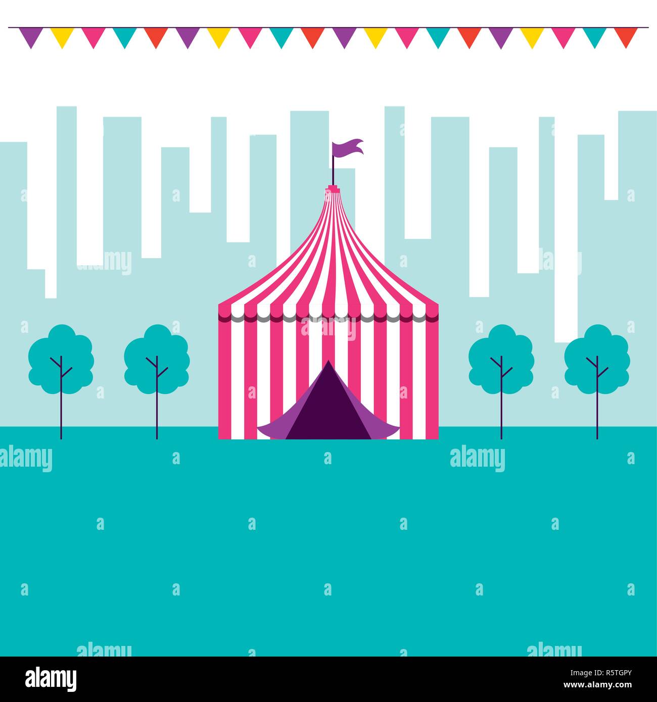 circus and fair pennants tent city park vector illustration Stock ...