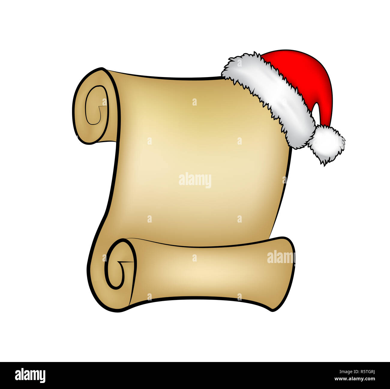 Christmas paper scroll card with santa cap,hat. vector illustration ...
