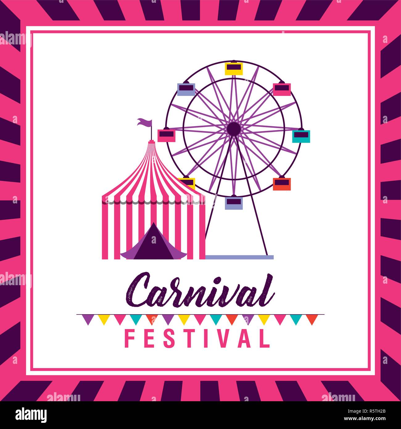 carnival festival ferris wheel tent vector illustration Stock Vector ...