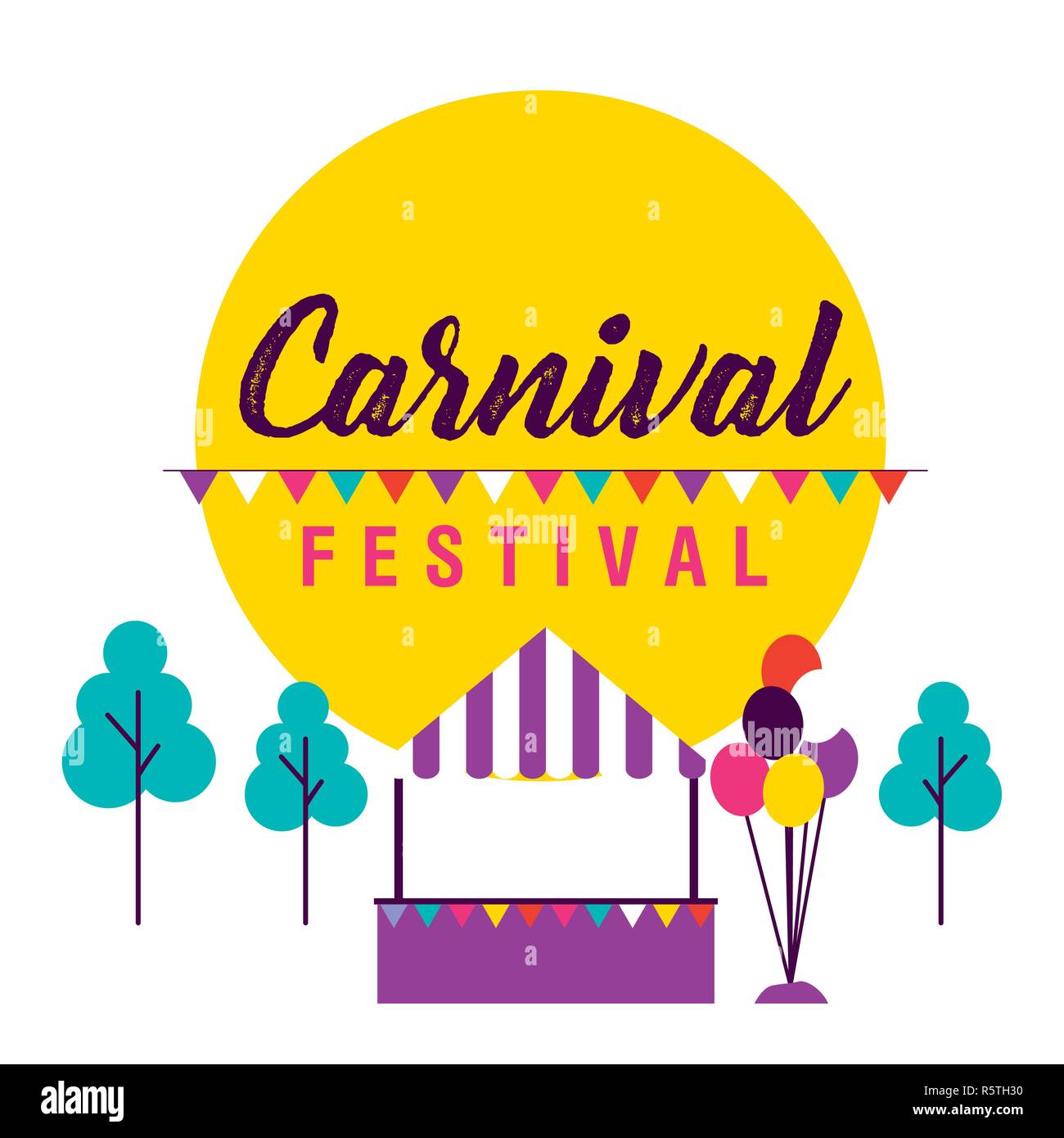 carnival festival pennants park booth balloons vector illustration ...