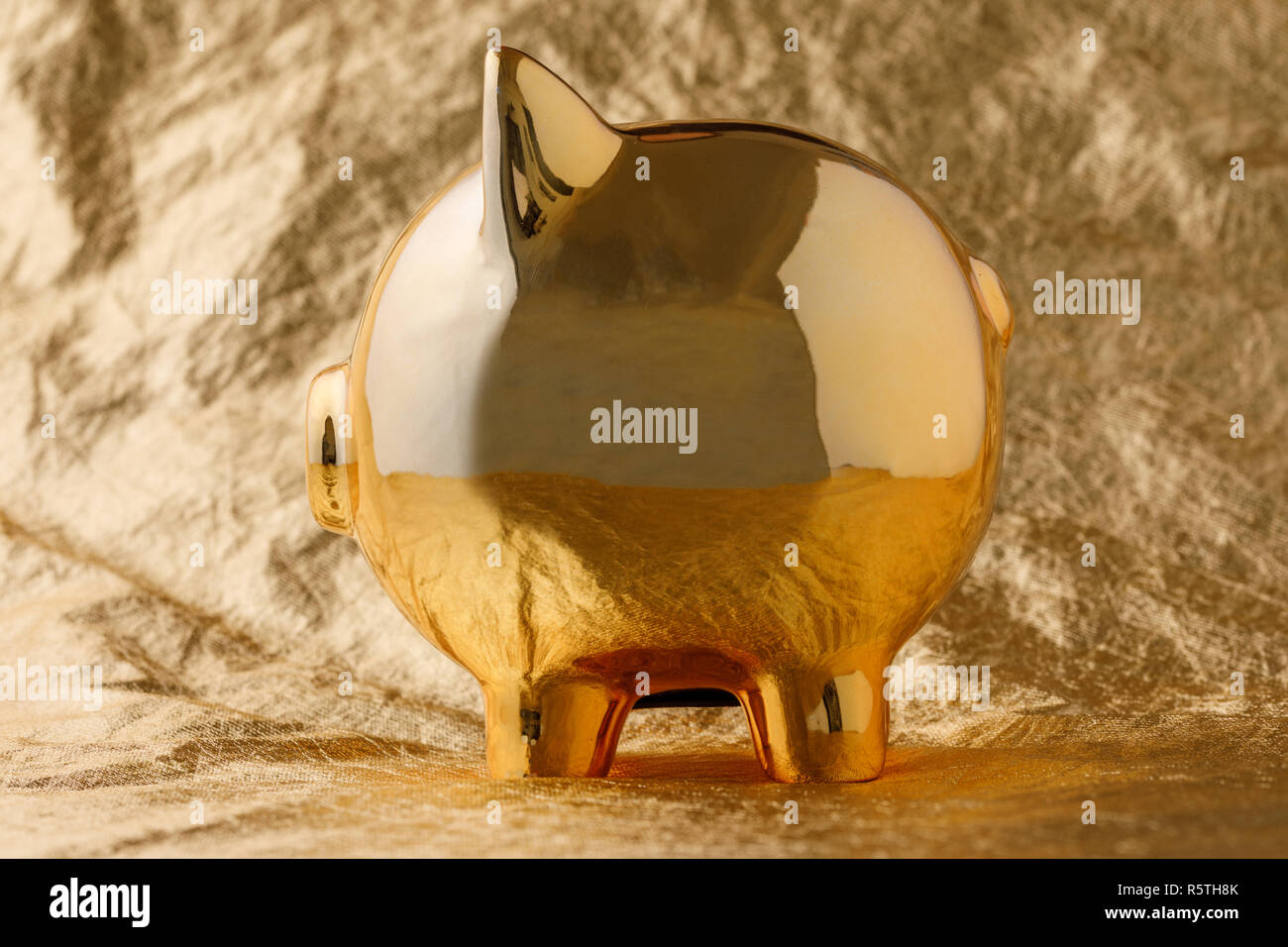 Golden Pig Money Box On A Gold Background Concept For - 