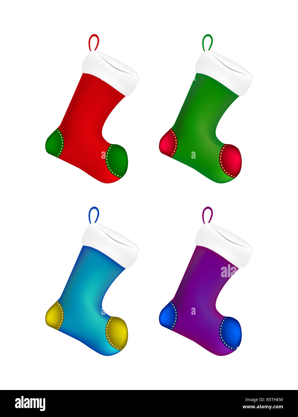 Christmas sock icon set, symbol, design. Winter vector illustration