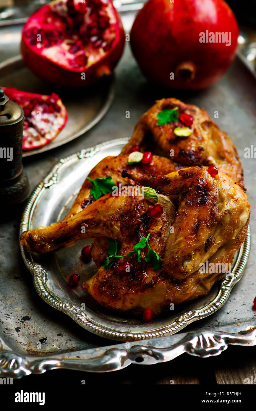 Persian Honey Glazed Chicken and Jeweled Rice. .selective focus Stock ...
