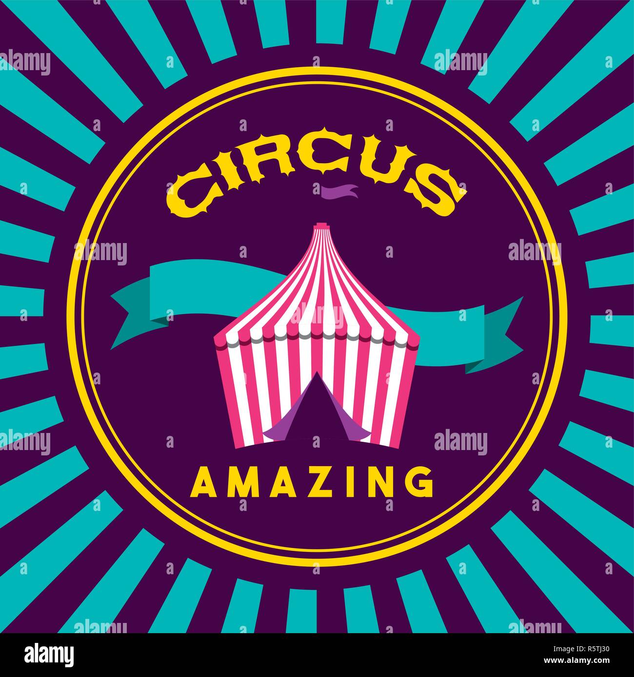 circus tent ribbons amazing sticker vector illustration Stock Vector ...