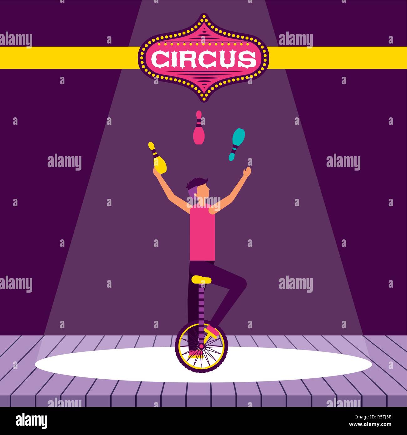circus juggler balls presentation show time vector illustration Stock ...