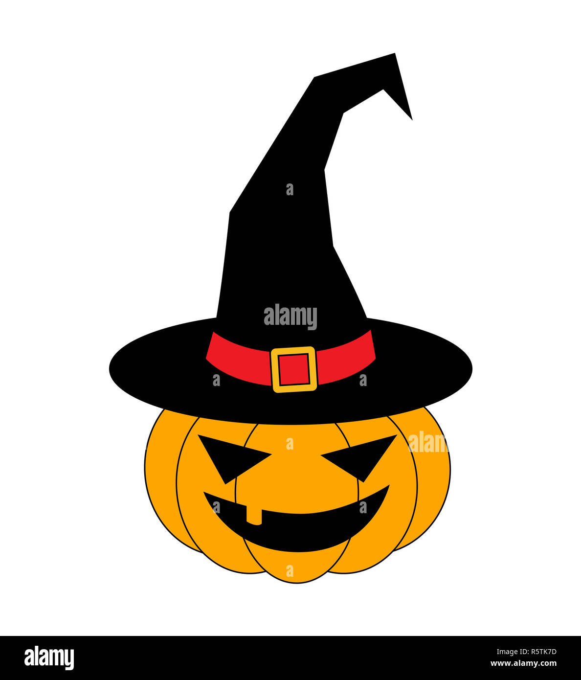 Halloween pumpkin in witches hat vector illustration, Jack O Lantern ...