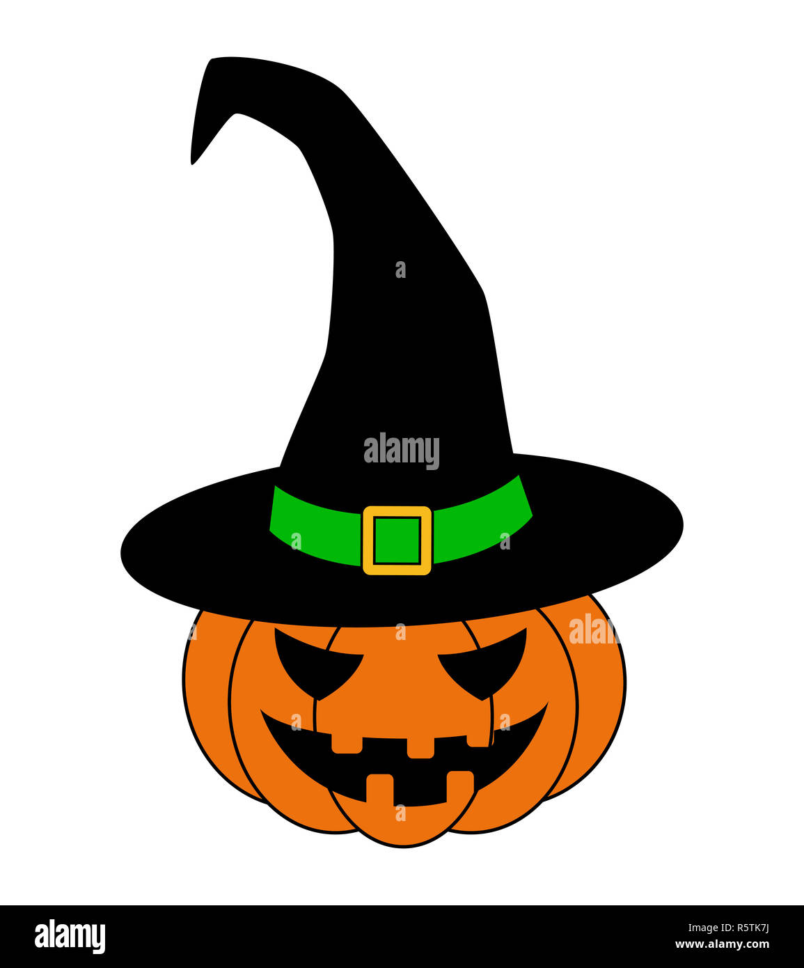 Halloween pumpkin in witches hat vector illustration, Jack O Lantern ...