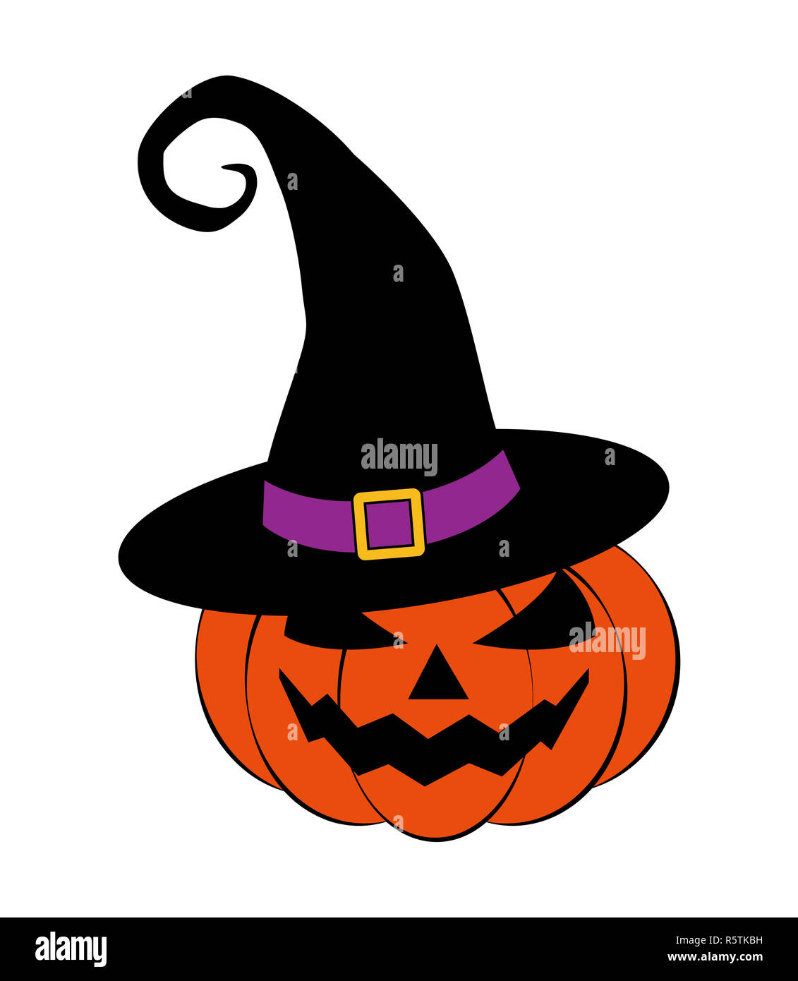 Halloween pumpkin in witches hat vector illustration, Jack O Lantern ...
