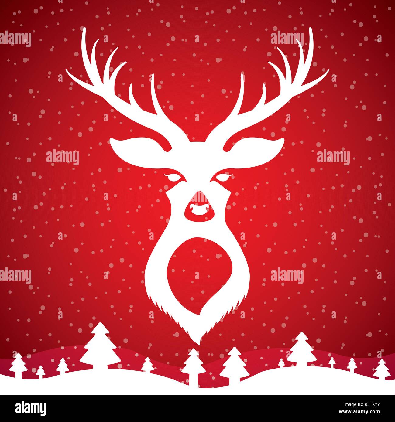 deer landscape snow tree merry christmas vector illustration Stock ...