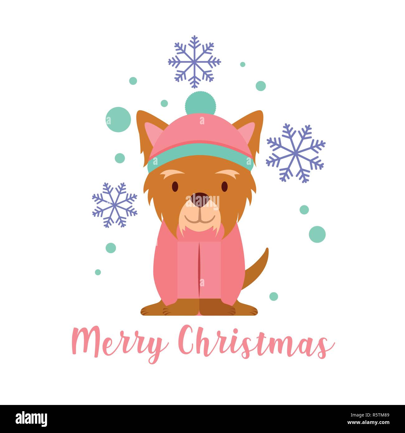 dog with sweater and hat merry christmas vector illustration Stock ...