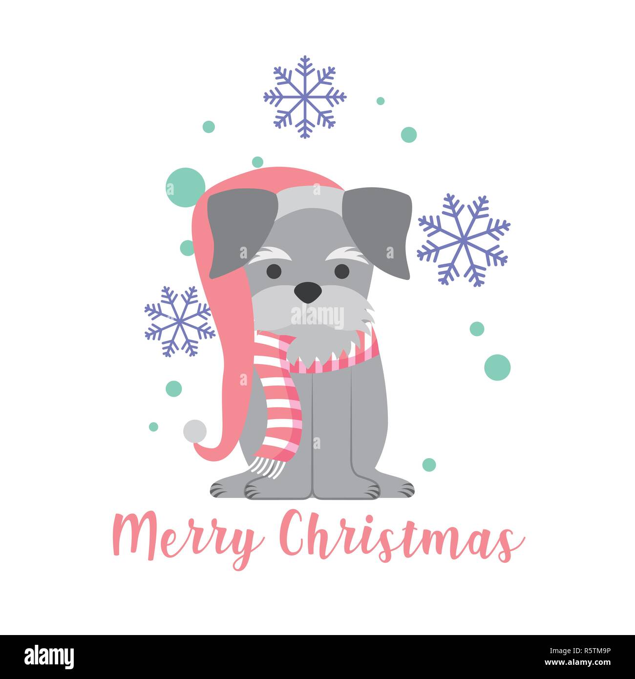 dog with scarf and hat merry christmas vector illustration Stock Vector ...