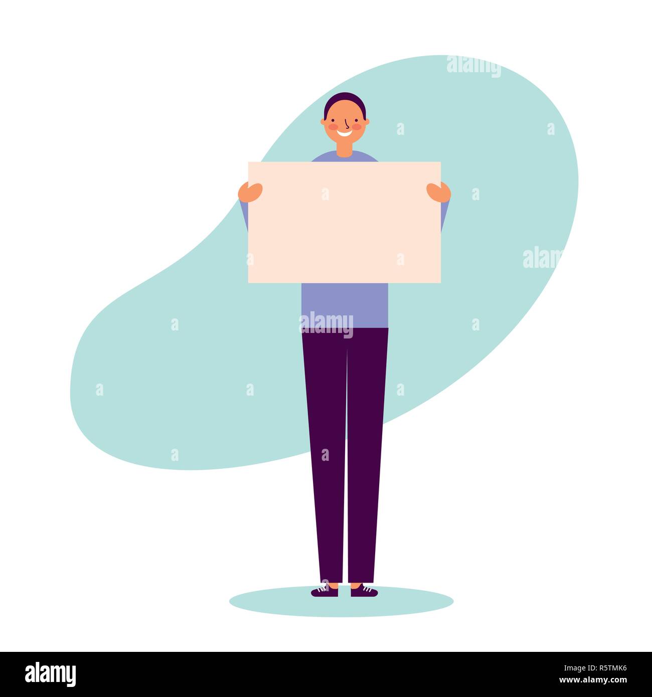 man smile holding empty banner vector illustration Stock Vector Image ...