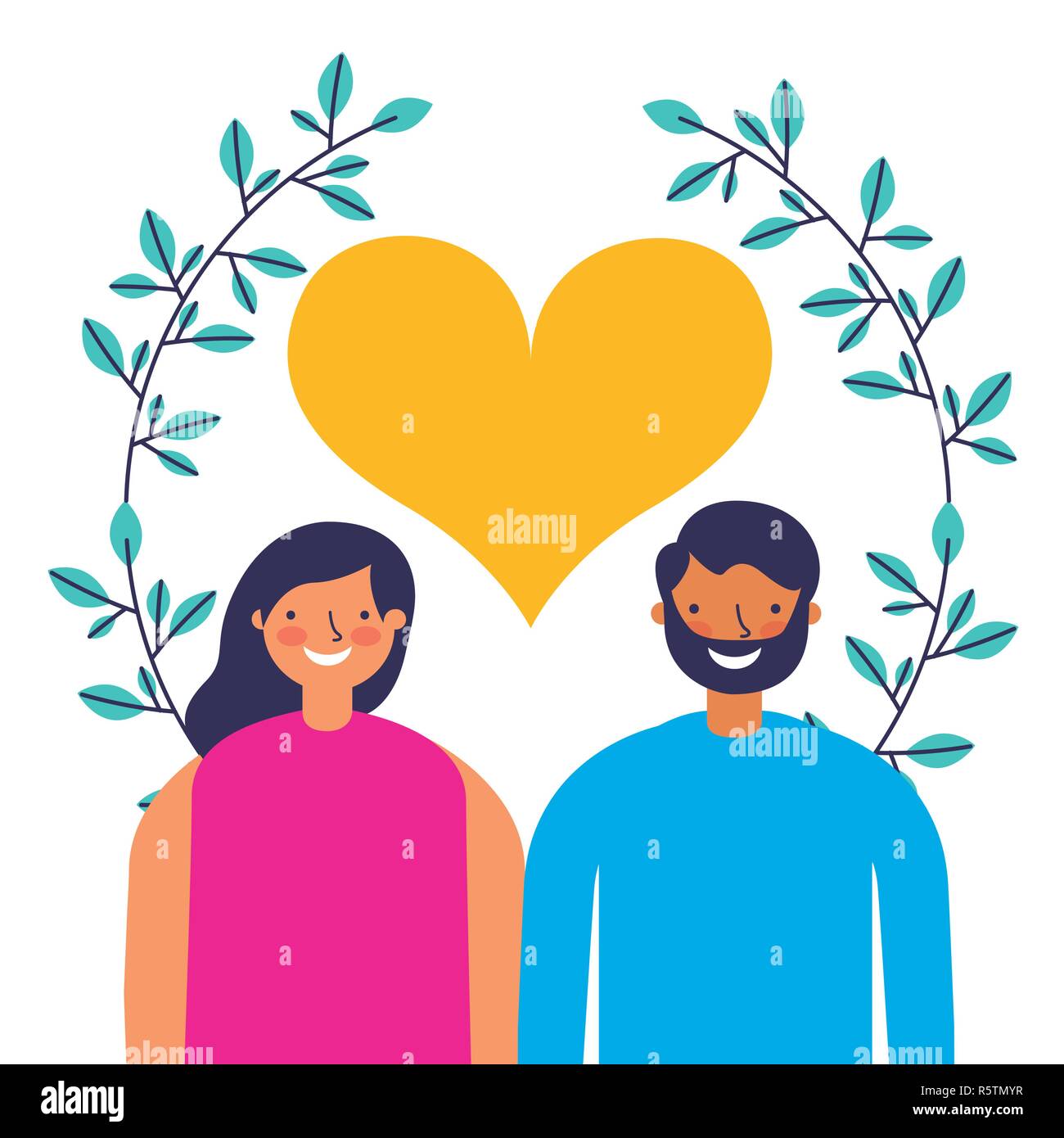 heart woman and man happy together vector illustration Stock Vector ...