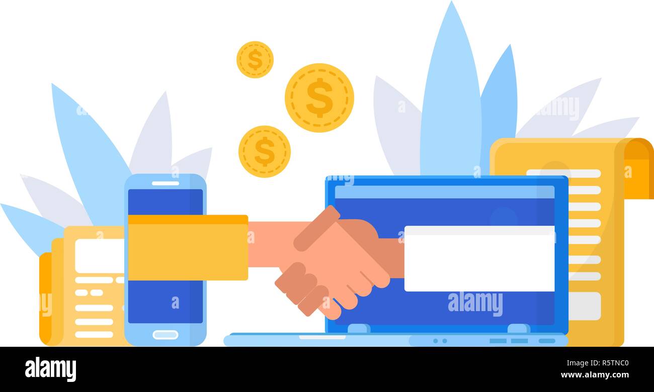 Online Business Handshake Make A Deal Concept For Web Page