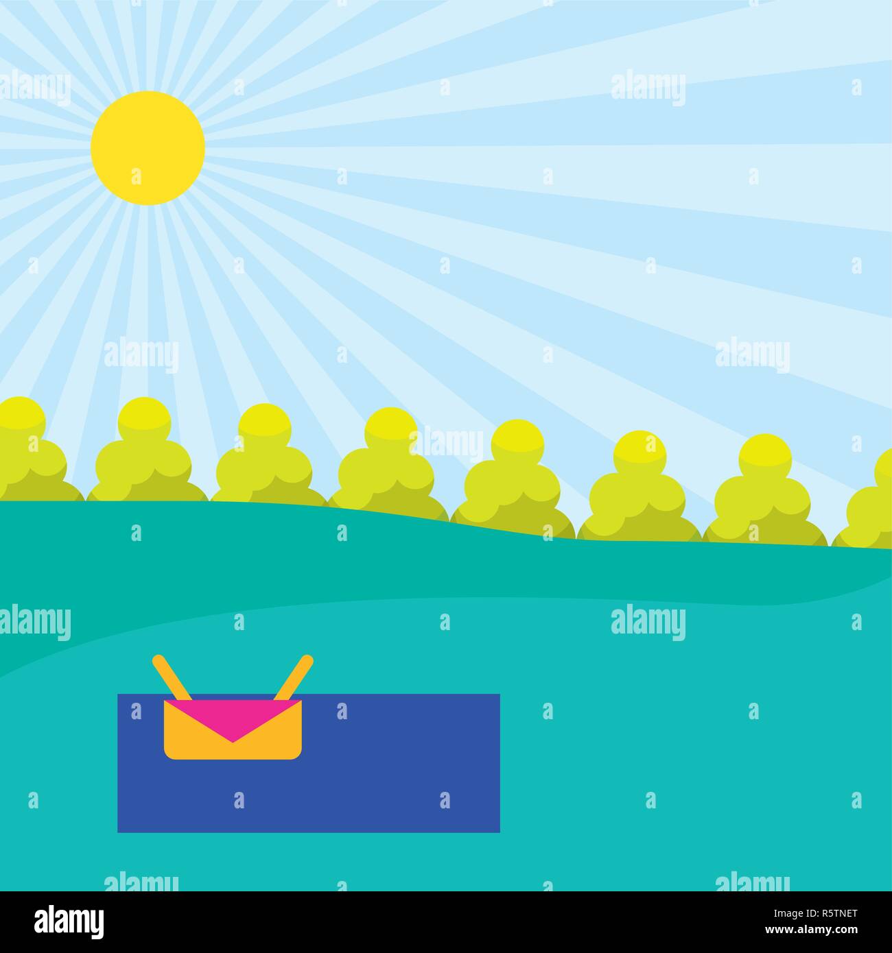 outdoor park sunny day picnic fresh vector illustration Stock Vector ...