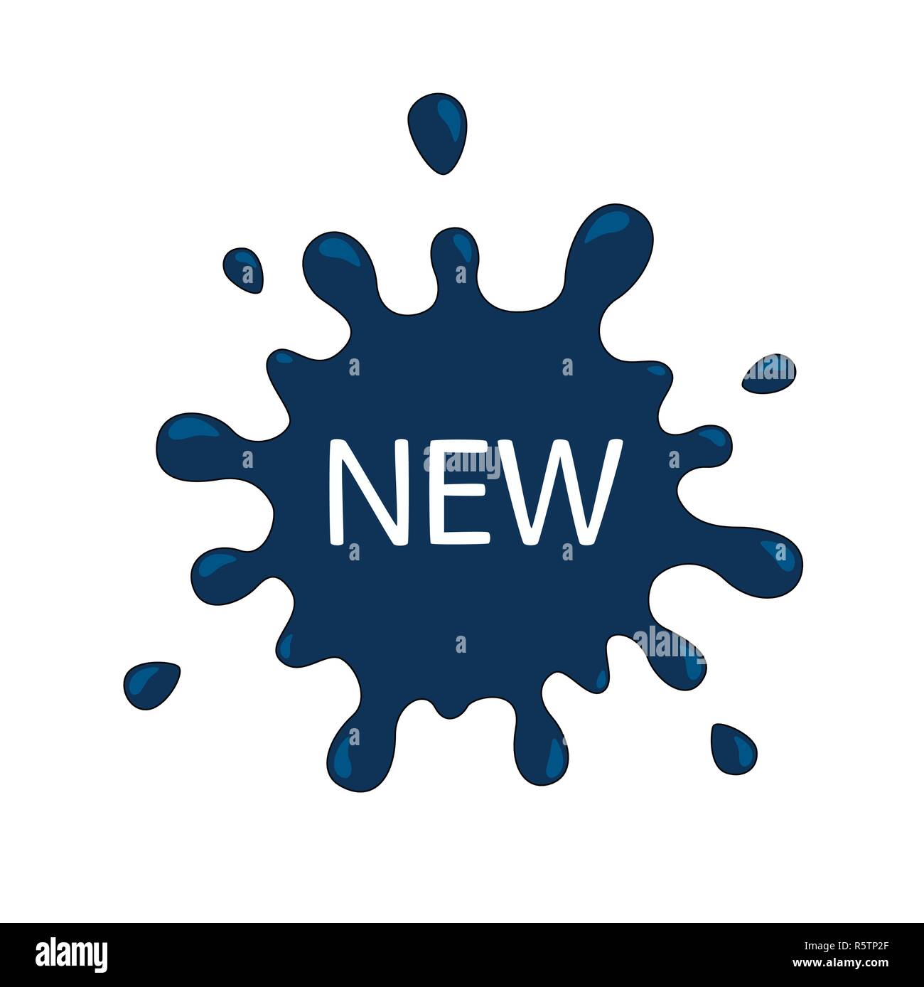 Blue splash New labels. Vector business painted Icon with blot ...