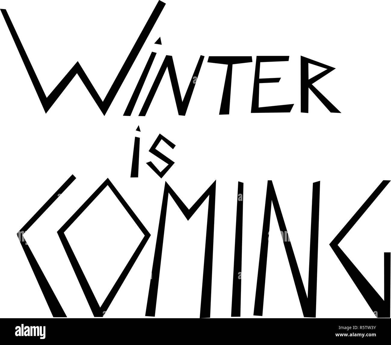 vector lettering winter is coming - black and white Stock Vector