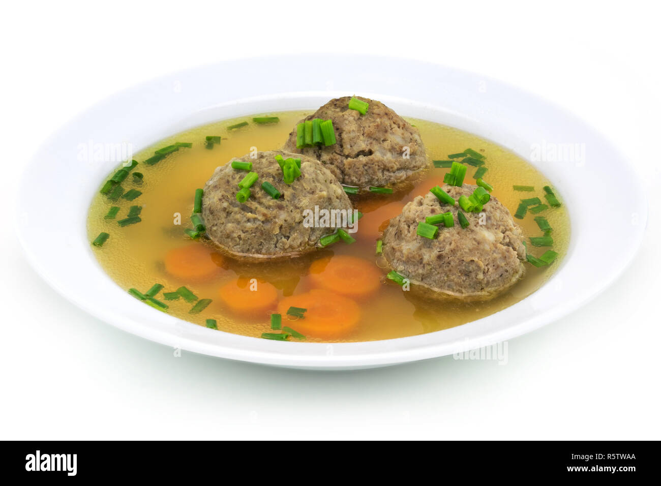 liver dumplings in soup Stock Photo