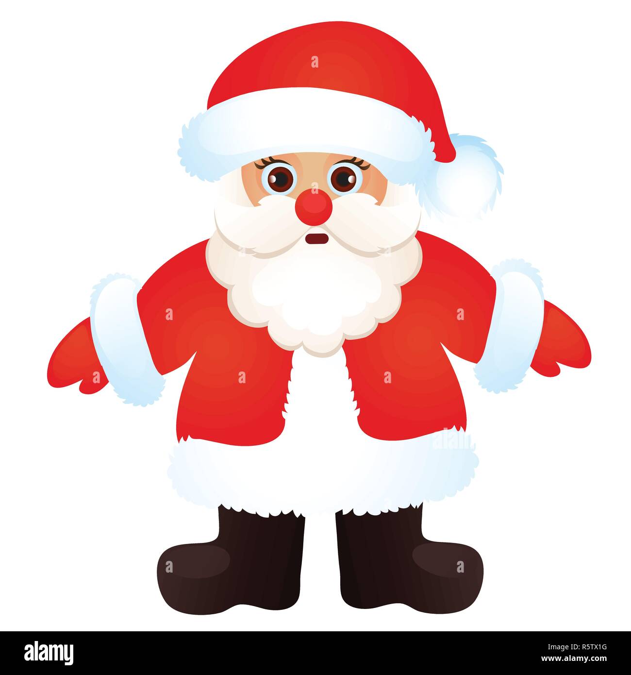 Cute Santa Claus isolated on a white background. Sketch of Christmas festive poster, party invitation, other holiday card. Vector cartoon close-up illustration. Stock Vector