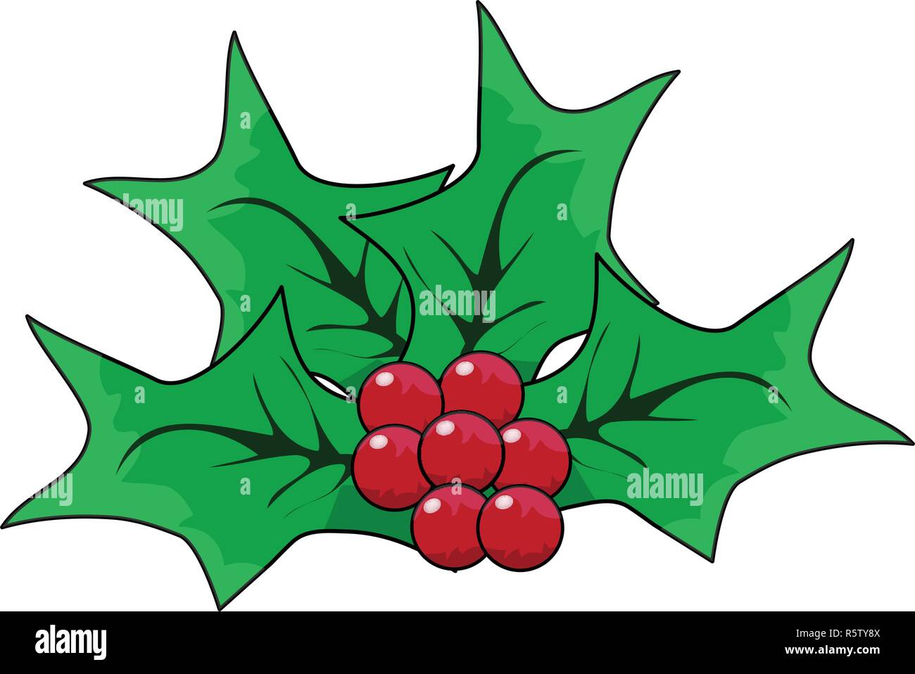 Christmas Mistletoe Icon Symbol Design. Vector Christmas illustration isolated on white background. Cartoon vector red and green holly berry decorativ Stock Vector