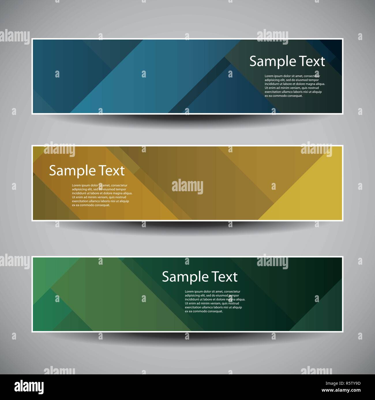 Set of Three Colorful Headers or Banners with Modern Abstract Creative Design - Illustration in Freely Scalable and Editable Vector Format Stock Vector