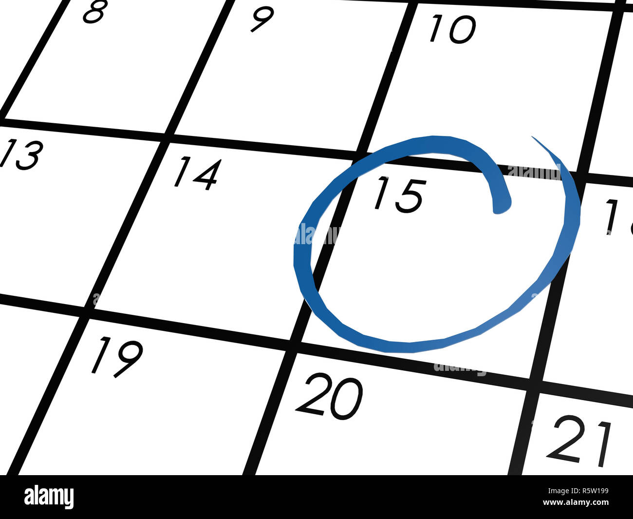Calendar circled with blue marker Stock Photo Alamy