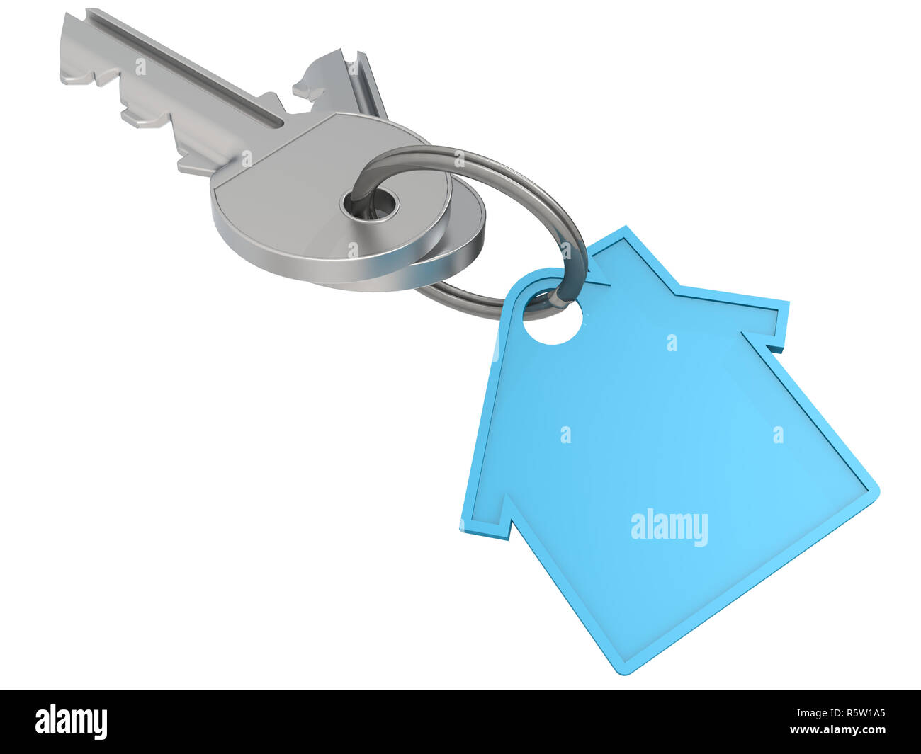 House key with blue house icon Stock Photo - Alamy