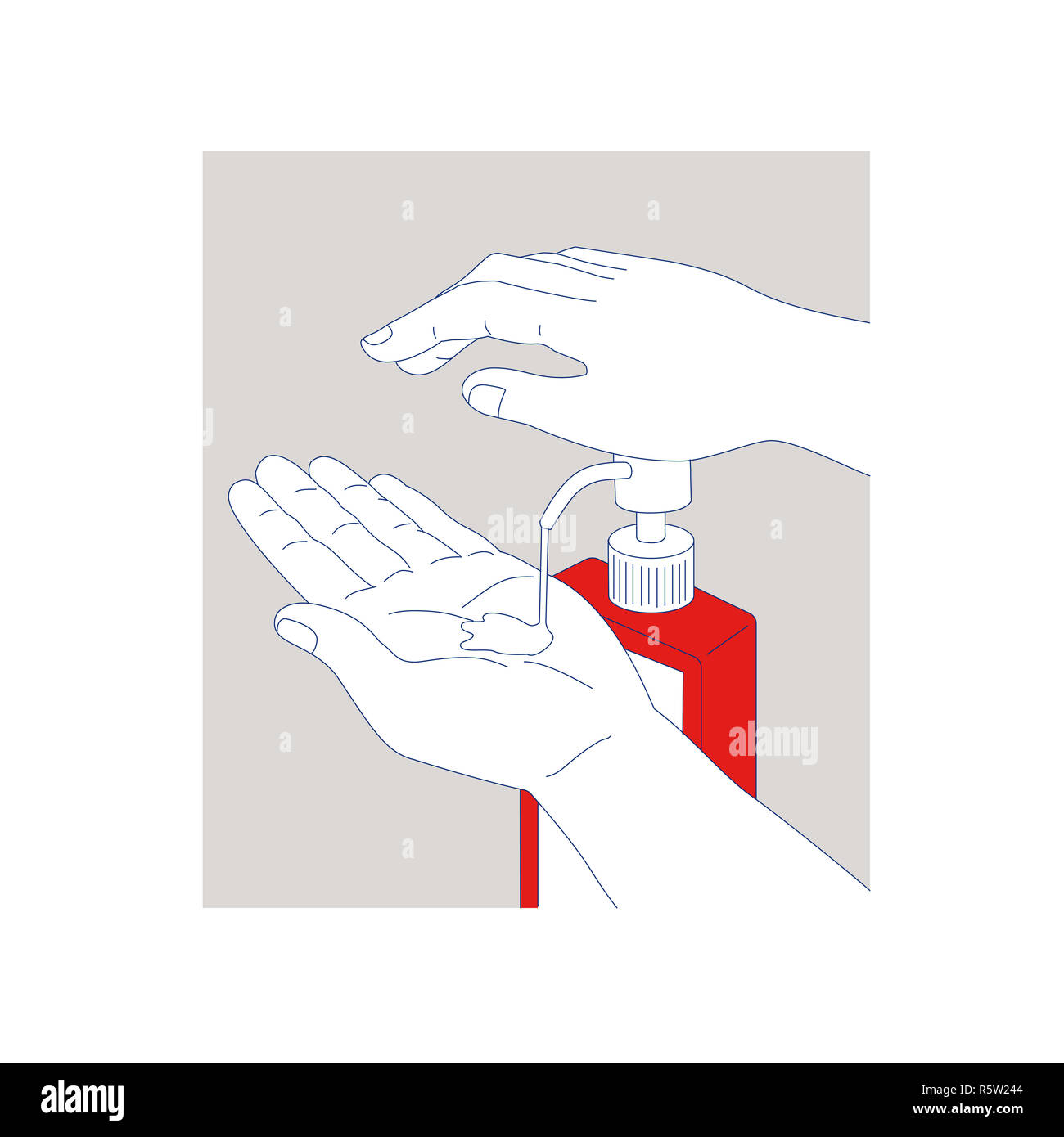 Hand Sanitizer Monoline Stock Photo