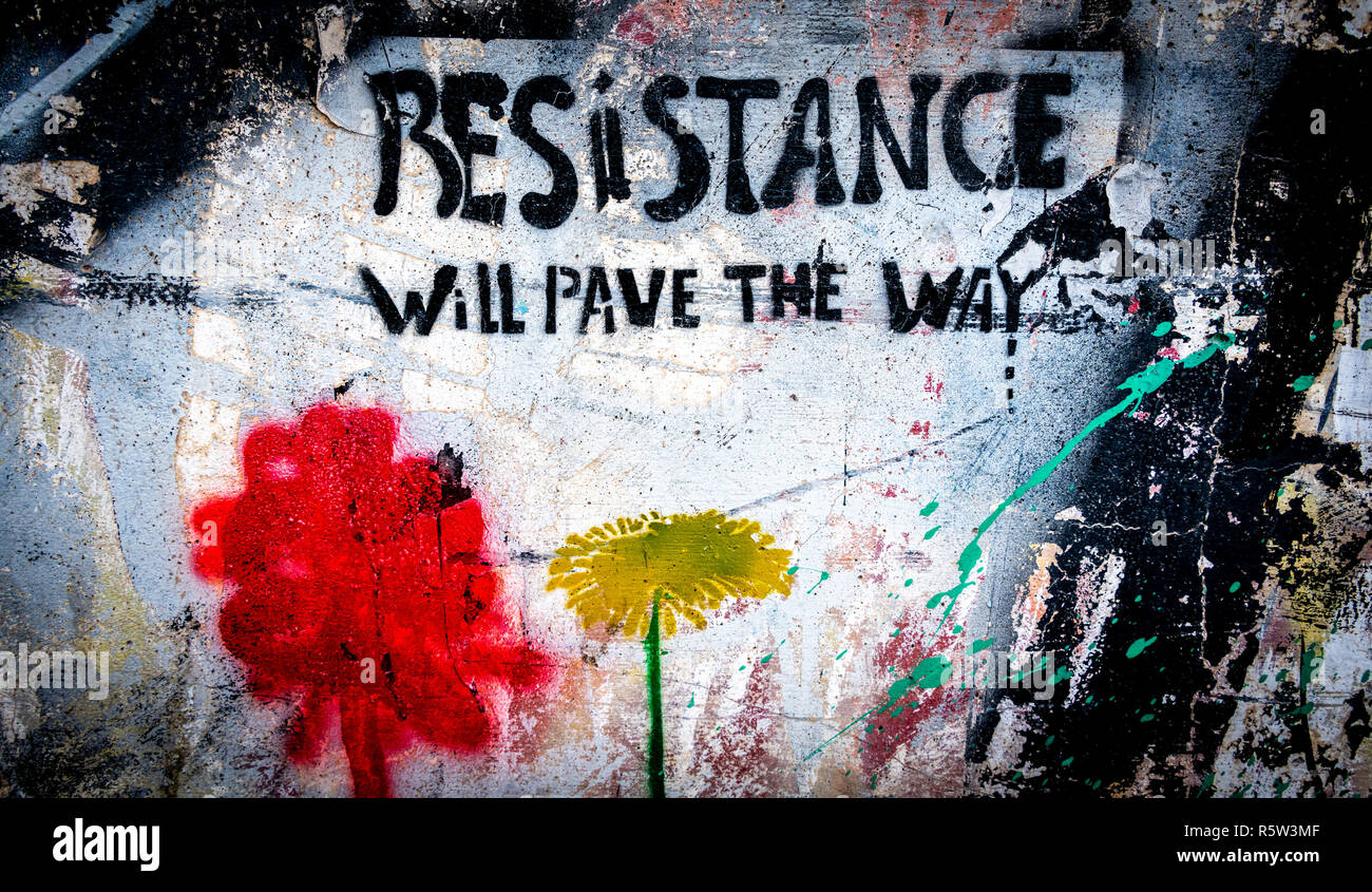 Grafitti on the border wall between Israel and Palestine Stock Photo