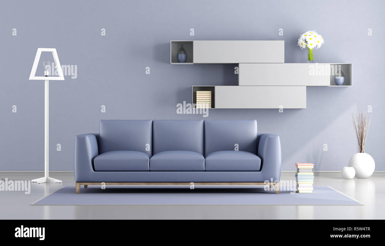 White and purple living room Stock Photo - Alamy