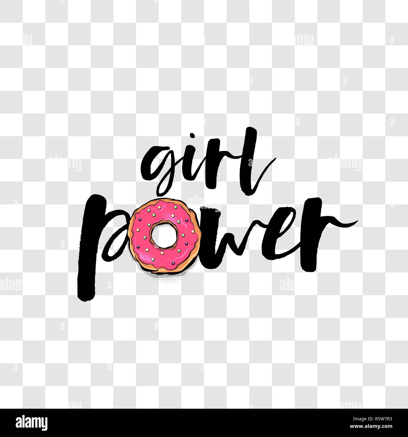 Girl power motivation comic text donut pop art Stock Vector