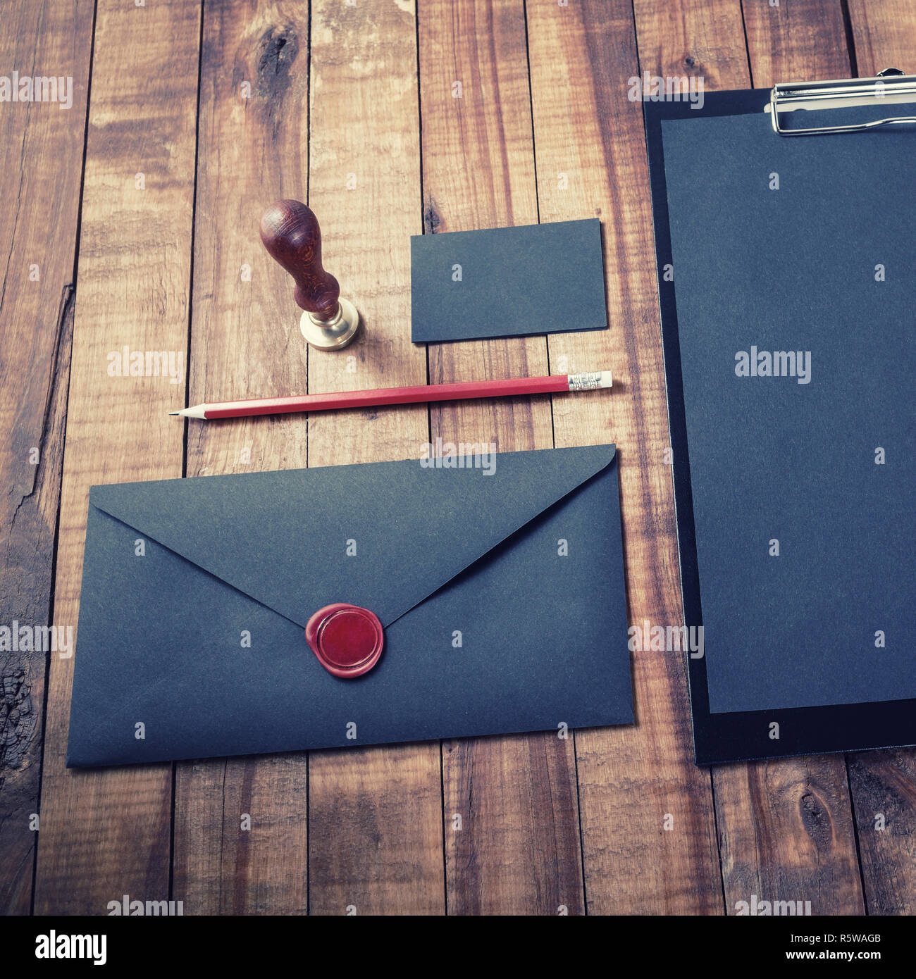Blank black stationery Stock Photo - Alamy