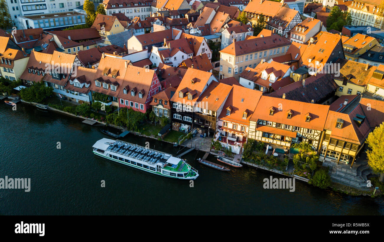 Homes along the Regnitz River, Altstadt or Old Town Bamberg, Germany