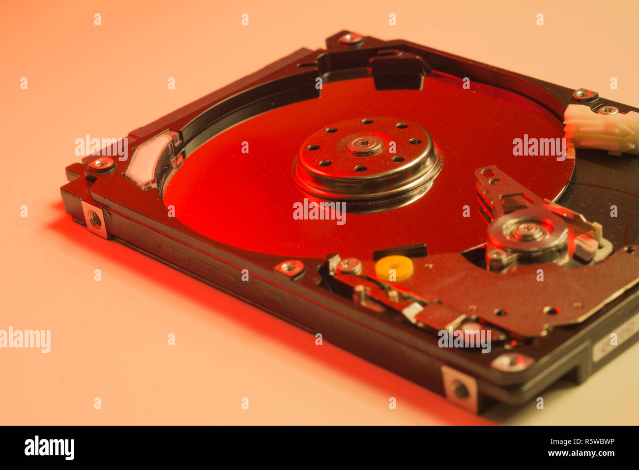 Colorful hdd. open hard disk drive. the concept of data storage. data array Stock Photo