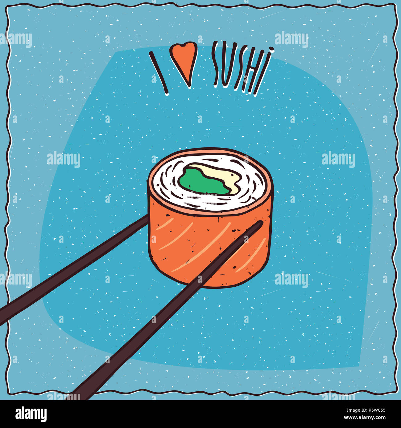 Chopsticks holding sushi roll Maki Stock Photo Alamy