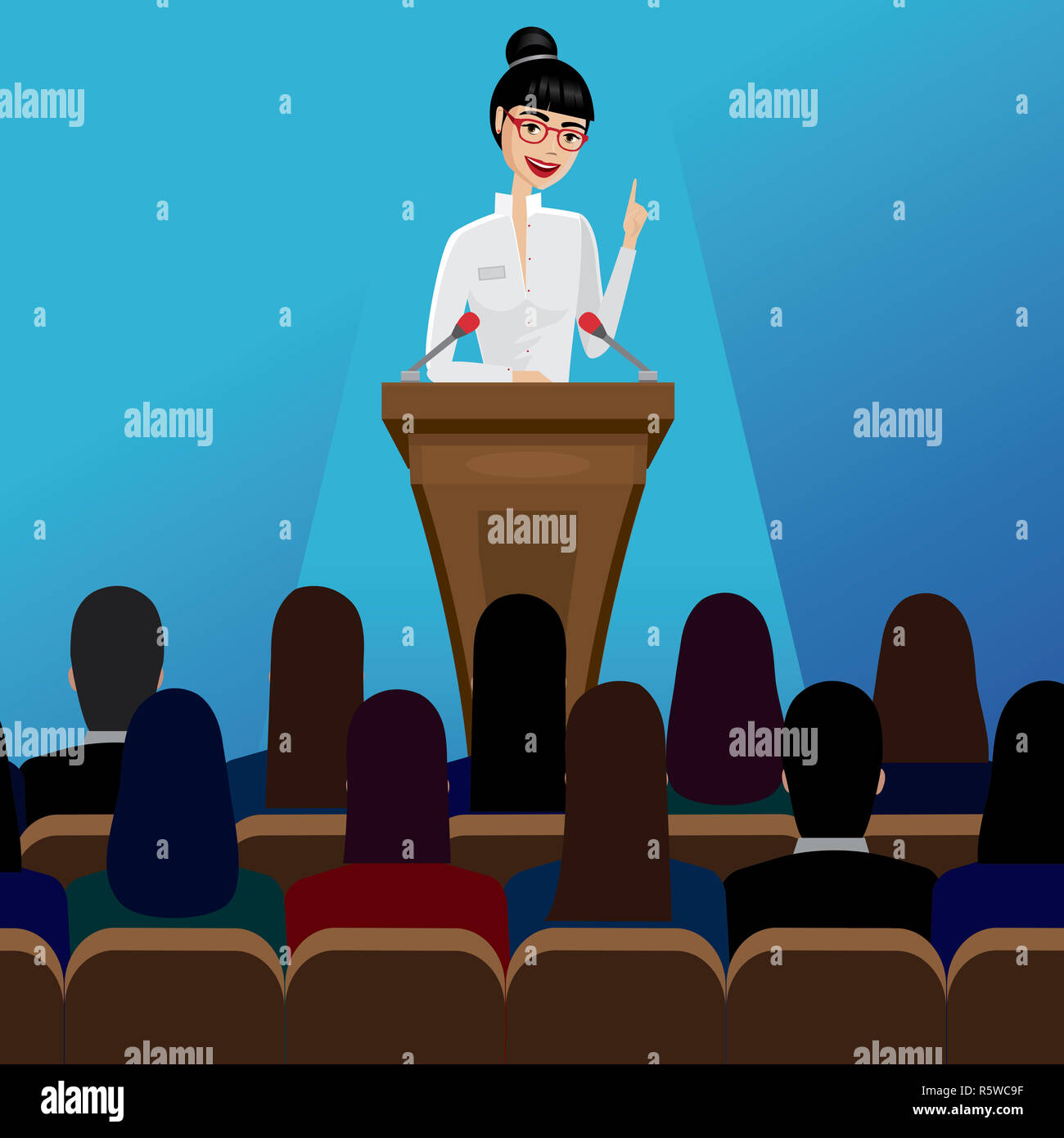 Business woman public speaker on conference Stock Photo