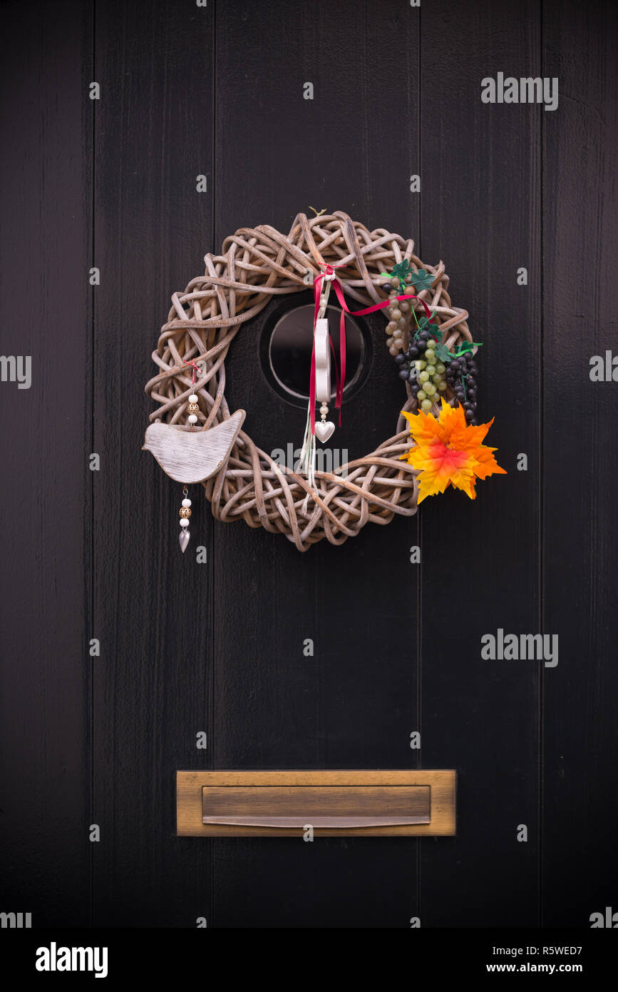 autumn door decoration Stock Photo - Alamy