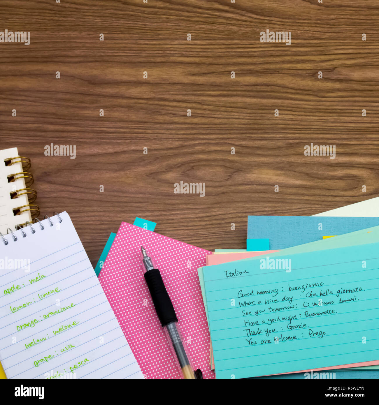 Italian Learning New Language Writing Words on the Notebook Stock Photo Alamy