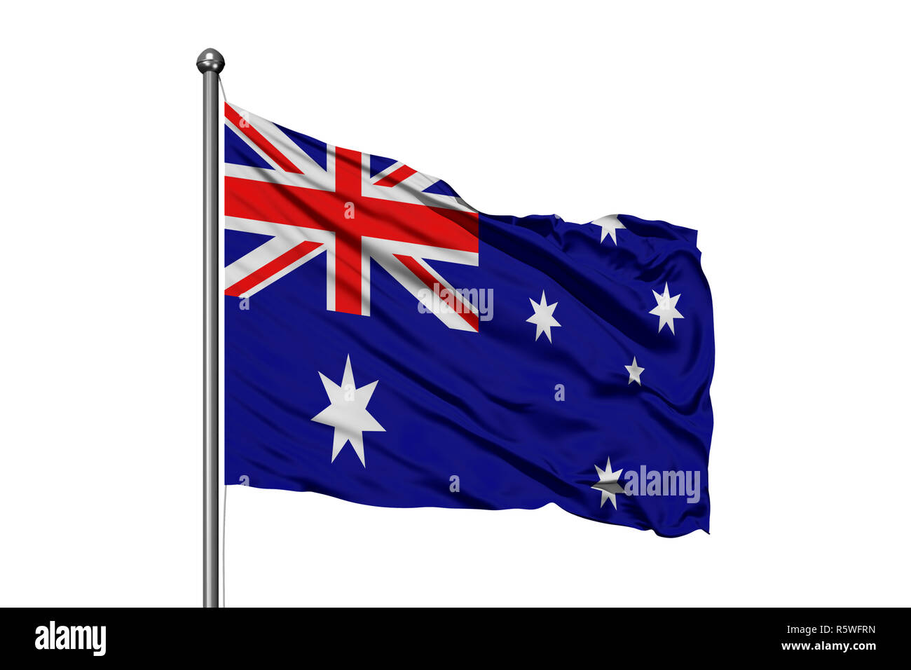 Flag of Australia waving in the wind, isolated white background. Australian  flag Stock Photo - Alamy