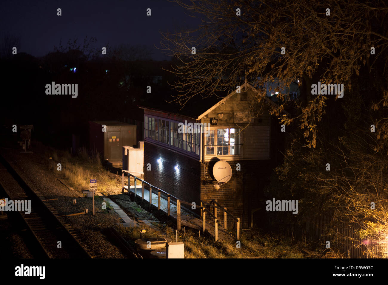 Gilberdyke Signal Box east Yorkshire at night, it closed 6 days later
