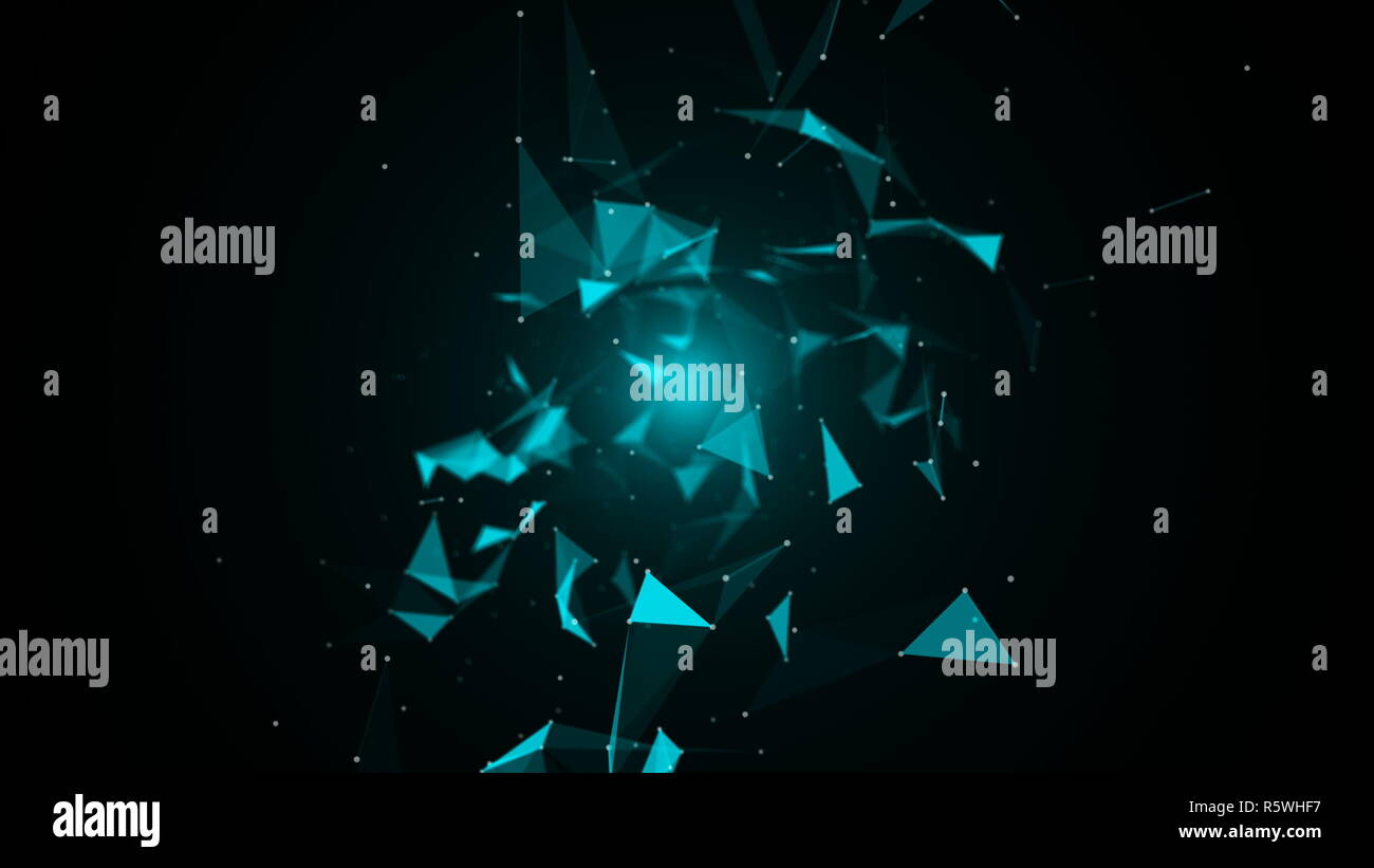 Through the spatial triangles. Space background of dots, lines Stock ...