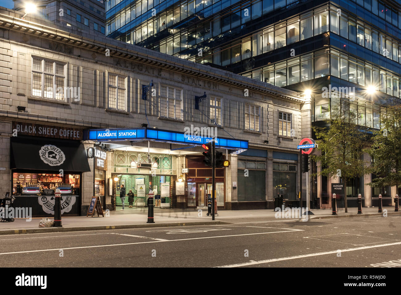 England, London , Aldgate Underground station in Portsoken  is within walking distance to Aldgate, located in the City of London. Stock Photo