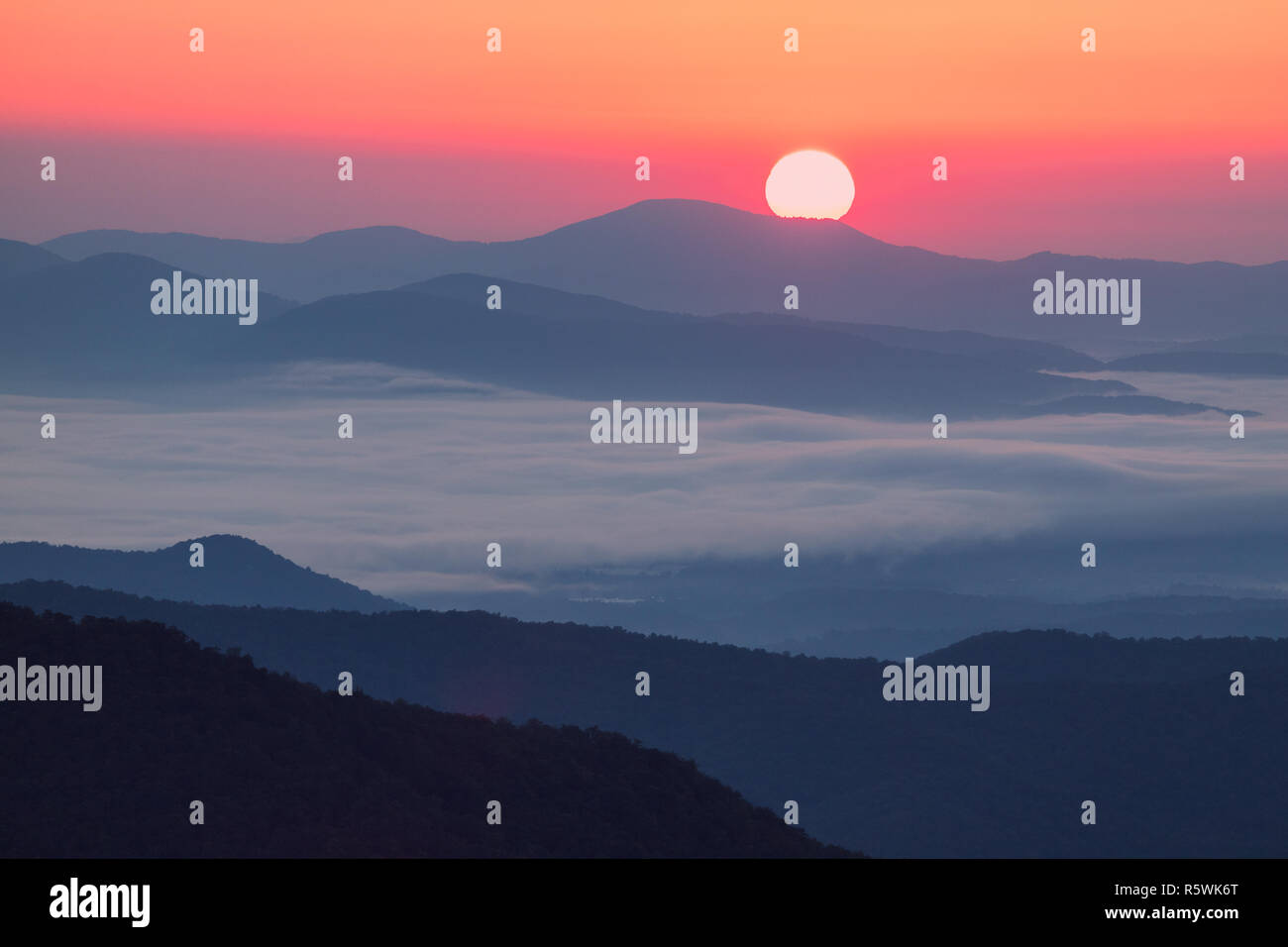 The beautiful smoky mountains from Asheville, North Carolina Stock Photo