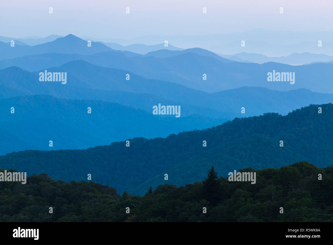 The beautiful smoky mountains from Asheville, North Carolina Stock Photo