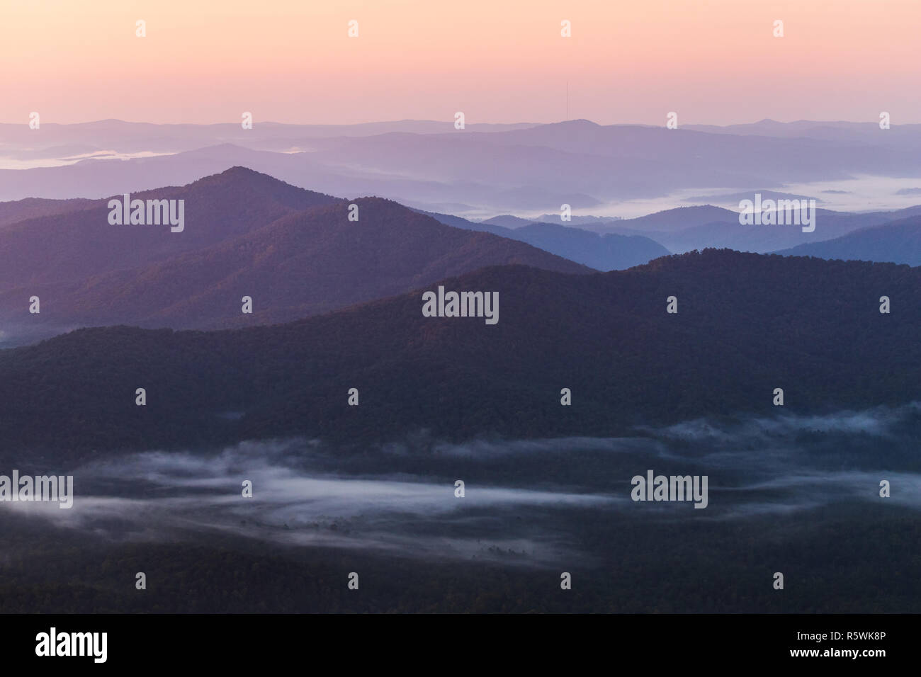 The beautiful smoky mountains from Asheville, North Carolina Stock Photo