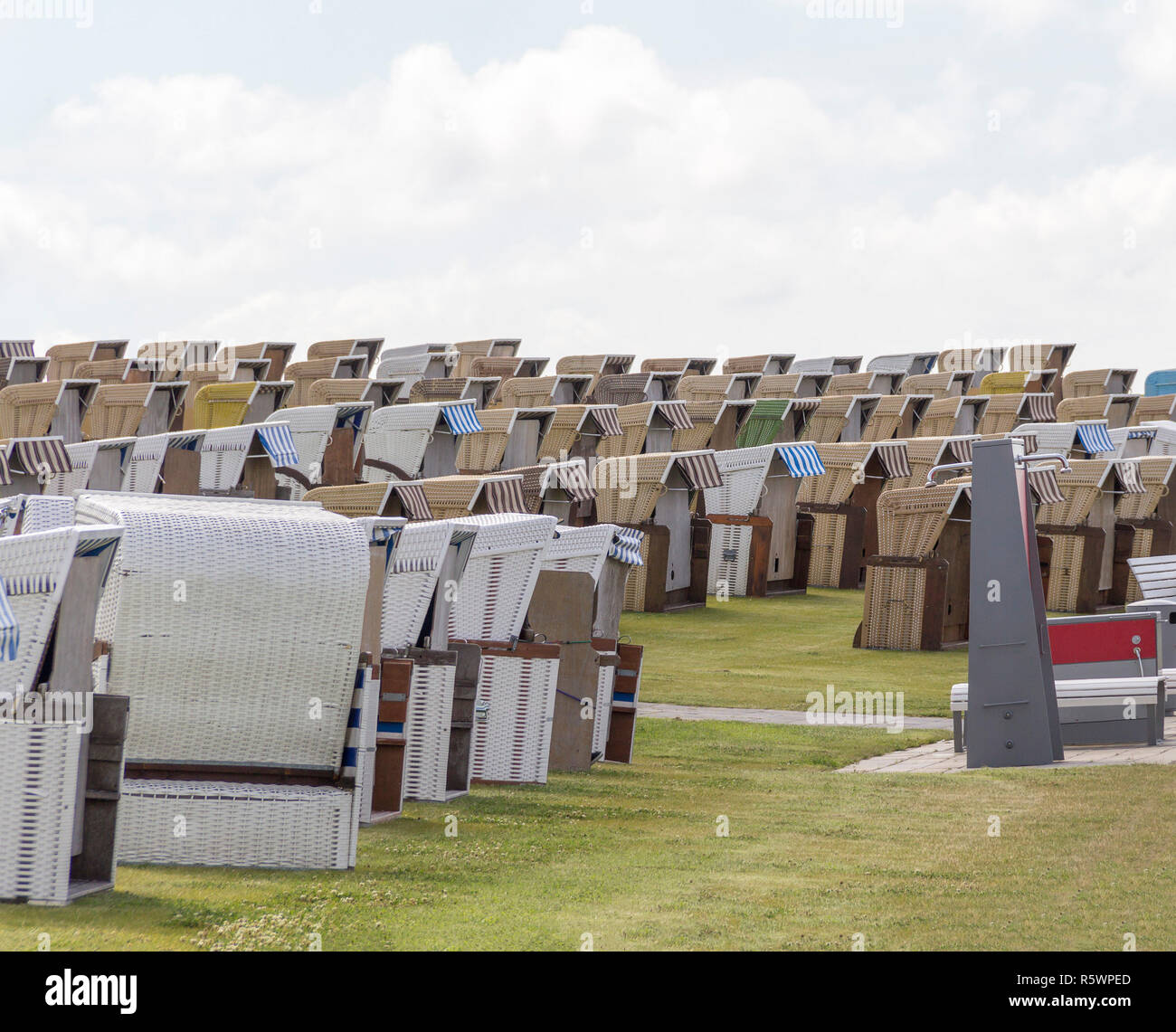 beach chair scenery around buesum Stock Photo